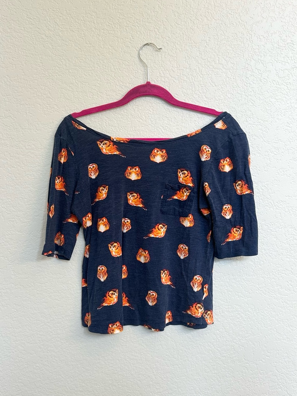 9-H15 StCL Anthropologie Owl Print Cotton Top Large